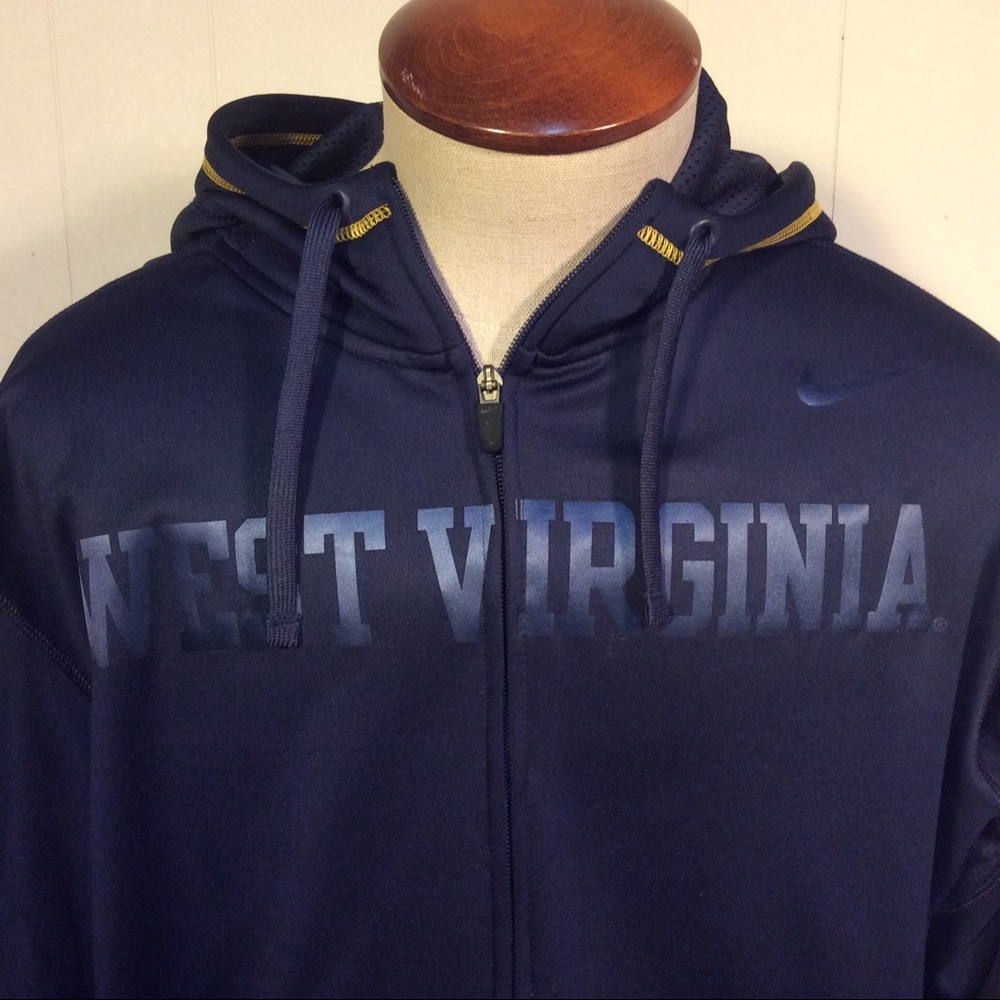 West Virginia Mountaineers Mens zip up Hoodie Size XL Nike Therma Fit - Picture 2 of 9
